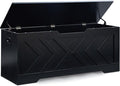47.2” Storage Bench,Extra Large Wooden Storage Chest with 2 Safety Hinges,entryway Bench,Blanket Storage,Shoe Storage Bench for Entryway,Bedroom,Living Room,Easy Assembly-Black