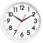 AKCISOT Wall Clock Silent Non Ticking Modern Wall Clocks Battery Operated 10 Inch, Analog Small Classic Clock Decorative for Bedroom, Kitchen, Home Office, Bathroom, School, Living Room (White)