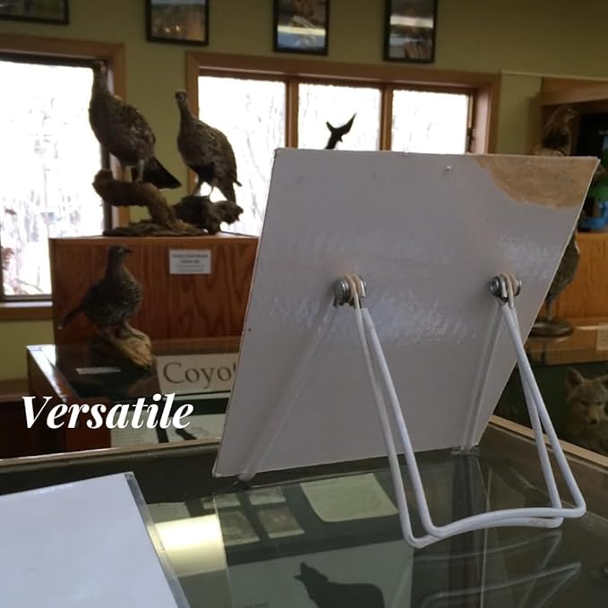 KINGDOM SOLUTIONS MADE IN USA 4-Pack Adjustable White Metal Easels - Book Stand - Sturdy Plate Stand for Art, Pictures, Books, Frames - Unique on the Market