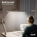 Neatfi XL Nail Desk Lamp with Clamp, 2200 Lumens, 20-Inch Wide Head, Dimmable 4 Levels, 6500K, LED Task Light for Manicure Table, Crafts, Workbench, Office (Non-CCT, White)