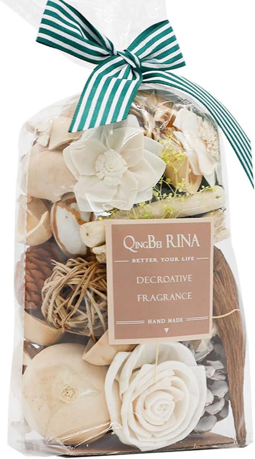 Qingbei Rina Spring Potpourri Bags,Jasmine Scented Potpourri Bowl Filler,White Decorative Dried Flowers, Home Fragrance Sachet of Petal,Vase Bathroom Decor,10oz