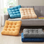 Meditation Floor Pillow Set of 2, Square Large Pillows Seating for Adults, Tufted Corduroy Cushion for Living Room Tatami, Turquoise, 22x22 Inch