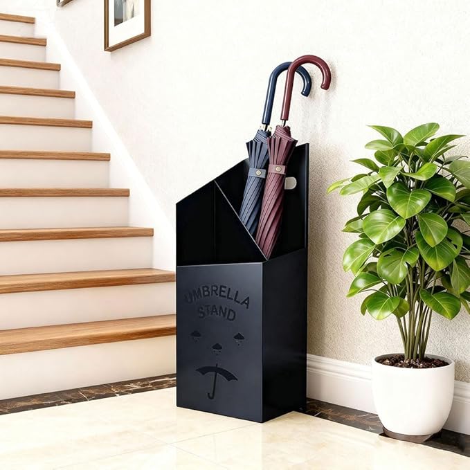 Detachable Base Umbrella Stand - Elegant Raindrop Design, Water Collection Tray, Gold/Black Finish, Durable Home & Office Organizer