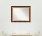 Amanti Art Bronze Wall Mirror 27x33 Manhattan Bronze Rectangle Bathroom Mirror for Wall Decor Living Room, Large Traditional Wood Frame, Hangs Horizonally and Vertically, Bathroom Decor, Beveled Edge
