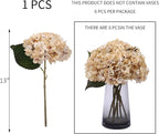 Kimura's Cabin 6pcs Cream Fake Hydrangea Flowers Artificiales Bouquets Faux Silk Hydrangea with Stems for Home Wedding Party Table Core Decoration (Beige)