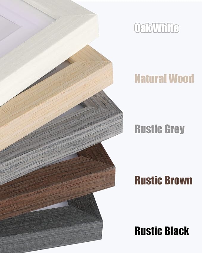 Egofine 12x16 Picture Frames Set of 4, Made of Solid Wood Covered by Plexiglass 9x12 and 11x14 with Mat or 12x16 without Mat, for Wall Mounting Photo Frame Light Grey