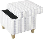 HomePop Home Decor | K7342-F2359 |Classic Square Storage Ottoman with Lift Off Lid | Ottoman with Storage for Living Room & Bedroom, Blue Stripe Large