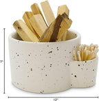 Bursera White Ceramic Bowl, Tree Planted With Every Order, Decorative With Side Slot for Matches, Smudging Burn for Sage, Palo Santo, Matchstick Holder, Form for Candles
