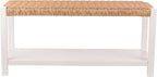 Alaterre Furniture Bench with Handcrafted Woven Rope Seat - Newport Collection 40-Inch Wood Bench with Storage Shelf for Entryway or Bedroom - Indoor Furniture (White)