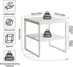 Living Room Large Side Table, End Table with Charging Station, Refrigerator Stand Printer Table with Adjustable Shelves, Office Square Coffee Table with USB Ports White YD-TM153WD
