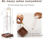 Ceremony Incense Holder,2Pack Wood Incense Holder for Sticks with Glass Ash Catcher,Incense Burner for Meditation Yoga Spa Room Decor