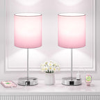 Pink Touch Lamps for Nightstand Set of 2 - Bedside Table Lamp for Bedroom with Dual USB Ports & AC Outlet, 3-Way Dimmable Lamps for Living Room Boys Room, Night Light with 5000K Daylight Bulbs