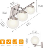 New Bathroom Vanity Light Fixtures 3 Lights Brushed Nickel Glass Shade Modern Wall Bar Sconce Over Mirror