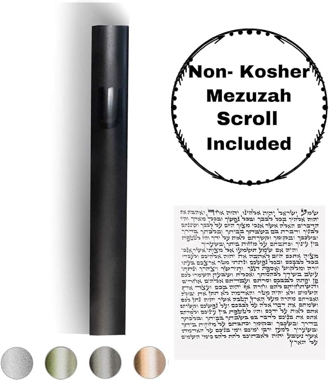 A&S Mezuzot Mezuza Aluminum Waterproof Case Peel & Stick Easy Installation Home Blessing (Black, 7inch)