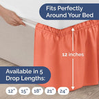 Wrap Around Dust Ruffle Bed Skirt - Coral - for Full Size Beds with 12 Inch Drop - Easy Fit Elastic Strap - Adjustable Pleated Bedskirt w/Brushed Fabric - Wrinkle Free - for Women, Men, Kids & Teens