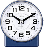 4.3" No Ticking Analog Alarm Clock,Silent Readable for Seniors,Easy to Set,Gradual Rise Alarm,Big Numbers,On/Off Switch on Side,Gentle Wake,Snooze,Lighted on Demand,Battery Operated,Blue