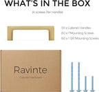 Ravinte 30 Pack Solid 3 Inch Kitchen Square Cabinet Handles Brushed Brass Drawer Pulls Kitchen Cabinet Hardware Handles