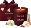 Natur IX Velvet Rouge Scented Candles for Home | Cedarwood, Saffron, Jasmine & Amber | Natural Non Toxic Soy Candles with Essential Oils | 50 H Long Burning