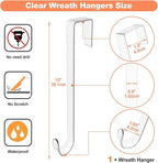 15" Clear Wreath Hangers - Non Scratch Over The Door Hooks, 1 Pack Wreath-Door Hanger for Easter, Halloween, Christmas Decoration