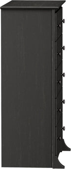 Prepac Sonoma Traditional 5-Drawer Tall Dresser for Bedroom, Functional Bedroom Dresser Chest of Drawers 17.75" D x 31.5" W x 44.75" H, Washed Black