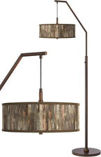Farmhouse Rustic 71 1/2" Tall Standing Floor Lamp Large Arc Curved Downbridge Brown Metal Oil Rubbed Bronze Finish Living Room Bedroom House Reading Office Paper Bark Pattern Drum Shade
