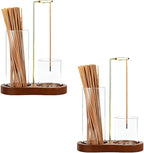 2 Pack Incense Holder with Ash Catcher, 2 in1 Large Incense Holder for Sticks, Anti-Ash Incense Burner Holders for Yoga, Spa, Meditation and Home Decor Reddish, Brown