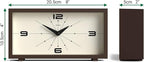 JONES CLOCKS® 'Odeon' Desk Clock | Modern Rectangular Design in Brown, Stylish Retro Look for Shelf, Table, Mantel or Bedside