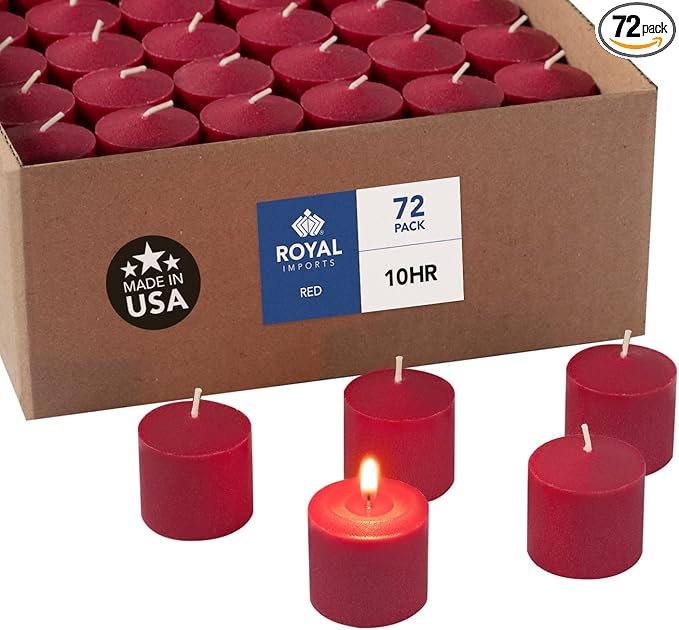 Royal Imports Votive Candle, Unscented Wax for Wedding, Birthday, Party, Spa, Holiday & Home Decoration (72, Red, 10 Hour)