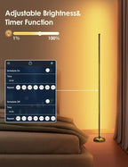 RGB Corner Floor Lamp, 65" Color Changing LED Floor Lamp Bluetooth APP Remote Control Music Sync Modern Standing Lamp 16 Million DIY Colors with Heavy Base for Living Room Bedroom GameRoom