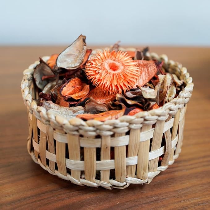 Qingbei Rina Potpourri Bags,Orange Scented Potpourri Dried Flowers, Decorative Bowl Vase Filler,Home Fragrance, Bathroom Decor,8.4oz(Citrus)