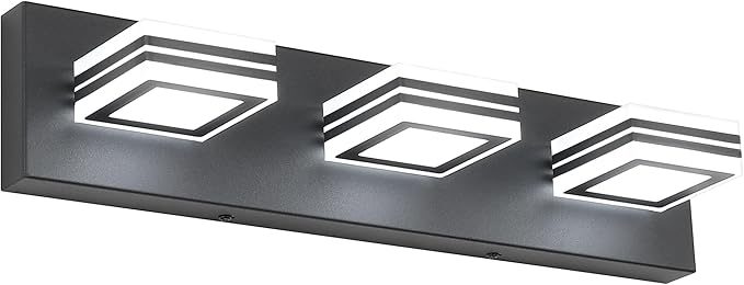 SOLFART 3 Light Bathroom Vanity Light Over Mirror Led Vanity Light Fixture Matt Black Lights for Bath Dimmable Modern Vanity Lights