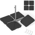 Giantex 225 lbs Fillable Patio Offset Umbrella Base, 4-Piece Cantilever Stand with Water and Sand Reservoirs, 4 Connecting Pins, Heavy Duty HDPE Umbrella Weighted Plates for Poolside, Garden, Yard