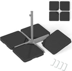 Giantex 225 lbs Fillable Patio Offset Umbrella Base, 4-Piece Cantilever Stand with Water and Sand Reservoirs, 4 Connecting Pins, Heavy Duty HDPE Umbrella Weighted Plates for Poolside, Garden, Yard