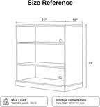 Casaphoria 31" H Wooden Bookshelves, 3 Tier Heavy Duty Bookshelf with Adjustable Shelves, Farmhouse Bookshelf with 16" Deep Storage Space for Living Room,Bedroom & Home Office