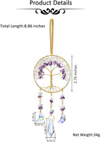 CrystalTears Crystal Tree Life Hanging Ornament Handmade Amethyst Clear Quartz Healing Crystal Gemstone Glass Suncatcher for Home Window Wall Decoration Crystal Gifts for Women Men Friends