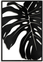 SIGNLEADER Metal Wall Art Decor Monstera Leaf Minimalist Modern Abstract Wall Sculpture Hangings Home Decoration for Living Room, Bedroom, Bathroom, Kitchen, Outdoor - 24" Black