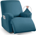 TAOCOCO Recliner Chair Covers 4-Pieces for Oversized Recliner, Stretch Recliner Cover for Large Chair Washable Polyester Soft Fabric Furniture Protector(Oversized Recliner, Turquoise Blue)
