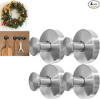 4Pcs New Model No-Drill Suction Cup Hooks for Door Wreaths, Wreath Hangers for Front Door, Suction Cup Hooks for Shower, Removable, Waterproof & Rustproof (Silver)