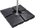 Sunnyglade 4pcs 200LB Square Patio Umbrella Base Water Filled Umbrella Stand Suitable for All Kinds Of Cross Tiles (Black)