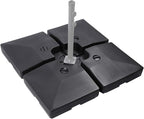 Sunnyglade 4pcs 200LB Square Patio Umbrella Base Water Filled Umbrella Stand Suitable for All Kinds Of Cross Tiles (Black)