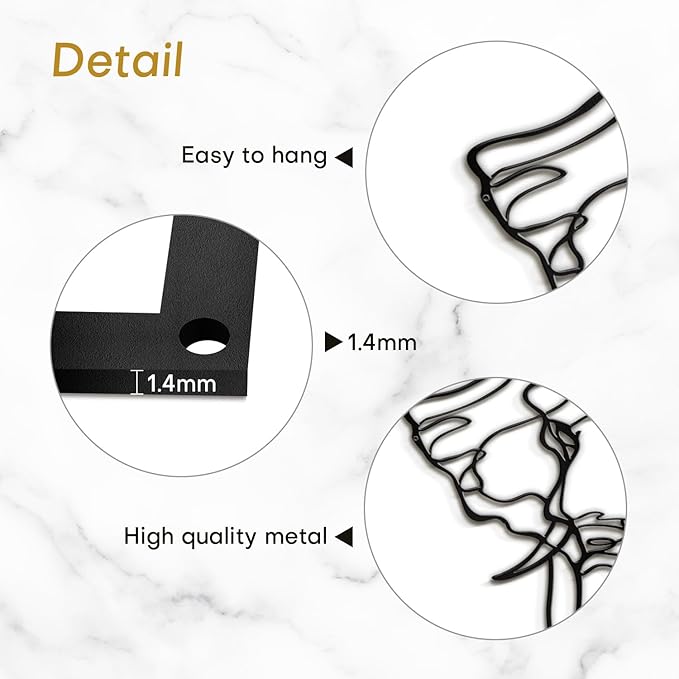 SIGNLEADER Metal Wall Art Decor Elephant Minimalist Modern Abstract Wall Sculpture Hangings Home Decoration for Living Room, Bedroom, Bathroom, Kitchen, Outdoor - 36" Black