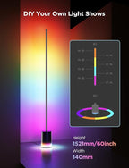 Govee Floor Lamp 2, RGBIC, Warm Cool White LED, Compatible with SmartThings, Matter, Alexa, 1725lm, Music Sync, Scene Modes, Smart Floor Lamp for Living Room, Bedroom, Black(1 Pack)
