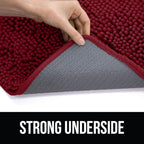 KANGAROO Bathroom Rugs, Chenille Soft Absorbent Bath Rug, Shaggy Shower Mat, Quick Dry Machine Wash Bathmat, Plush Carpet Mats for Tub, Bathtub and Room Home Decor Accessories, 36x24, Red