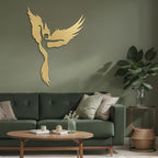 SIGNLEADER Metal Wall Art Decor Angel Minimalist Modern Abstract Wall Sculpture Hangings Home Decoration for Living Room, Bedroom, Bathroom, Kitchen, Outdoor - 36" Gold