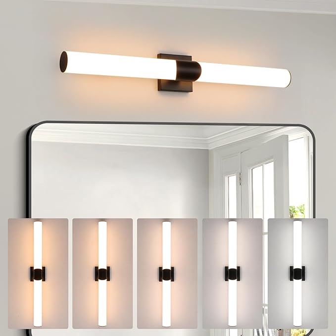 Modern Wall Sconce 38.2 Inch Black Bathroom Sconces Led Wall Lights with Acrylic Shade Hardwired Long Vanity Lighting Fixtures Over Mirror for Bedroom Living Room Hallway