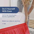 Wrap Around Dust Ruffle Bed Skirt - Red - Twin/Twin XL Size Beds with 18 Inch Drop - Easy Fit Elastic Strap - Adjustable Pleated Bedskirt w/Brushed Fabric - Wrinkle Free - Women, Men, Kids & Teens