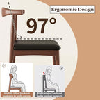 Solid Wood Dining Chair with Walnut Finish Set of 2 Mid Century Modern Upholstered PU Leather Dining Chairs with Curved Backrest for Dining Room, Kitchen, Study Room, Walnut Color