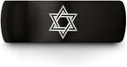 Mezuzah star Of David Ring - Gift for Jewish Family - Flat Dome Bevel - 8mm - Men Women - Yellow Gold Black Silver Blue - Anniversary Wedding - Personalized Custom Engraving - Band - Brushed Polished