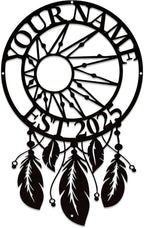 Personalized Dream Catcher Metal Wall Art - Custom Name Iron Sign for Home Decor, 8-30 Inch Black (Style H)