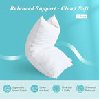 Bed Pillows Standard Size Set of 2-100% Cotton Cover, Down Alternative Gel Polyfill Filled, Twin Soft Medium Adjustable Hotel-Style Pillow Inserts, 20x26 Inch